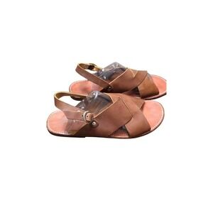 Adelina & Co Brown Handcrafted Leather Open-Toe Elegant Guaracha Sandals Size 39